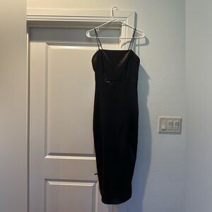 Zara,  Size M black dress with slit on right side